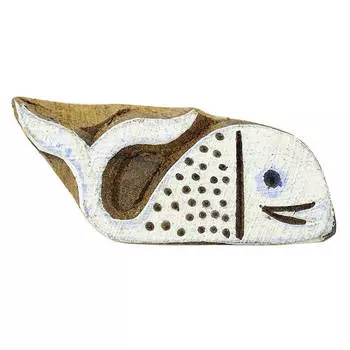 Вырезанная вручную рыба, печатающая блок искусства, деревянная коричневая текстильная печать, блокпринт 2 X 0.7 Inches коричневый