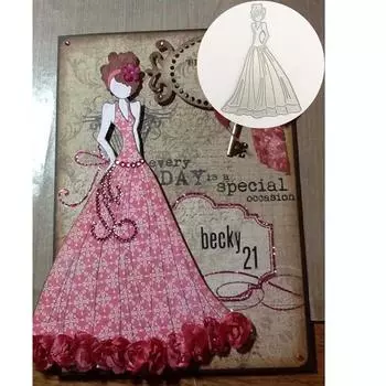 Вырезанные штампы для девочек с длинным Kkirt DIY Скрапбукинг Бумага Ремесло Ремесло Тиснение Нож Плесень Лезвие Дырокол Трафареты серебряный