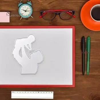 Вырубной штамп из тонкой водонепроницаемой углеродистой стали, шаблон рамки для папы и ребенка, форма для скрапбукинга серебряный