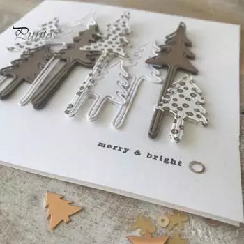 Вырубной штамп Рождественская елка Изысканная углеродистая сталь Многоцелевая вырубка для поздравительных открыток серебряный