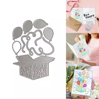 Вырубные штампы для коробок с воздушными шарами, шаблоны для вырубки из углеродистой стали, металлические трафареты для тиснения для изготовления открыток в стиле скрапбукинга