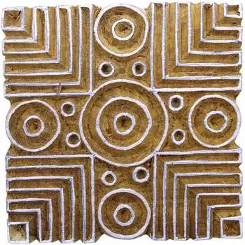 Высекаенное рукой деревянное печатание штемпеля ткани блока геометрической картины деревянное 3 x 3 Inches коричневый