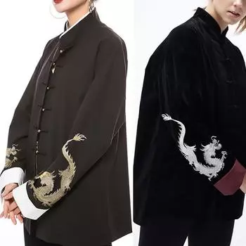 Вышитая аппликация в виде дракона своими руками для одежды, шляпы, пальто, платья, брюк, наклеек left