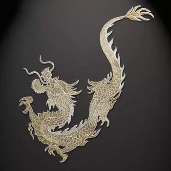 Вышитая аппликация в виде дракона своими руками для одежды, шляпы, пальто, платья, брюк, наклеек left