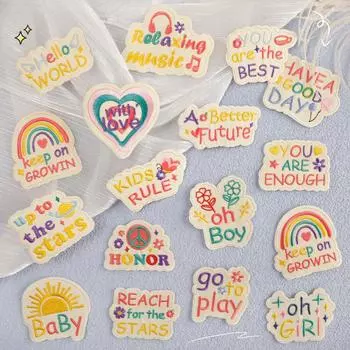 Вышитая этикетка для одежды, аксессуары, наклейка с вышивкой на самоклеящейся основе, английская обувь и шляпа, аксессуары для сумок, нашивка своими руками, нашивка из ткани, наклейка K1L-A-3-5