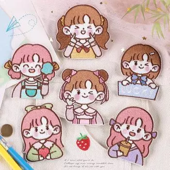 Вышитая этикетка с изображением персонажа из мультфильма принцессы, этикетка с изображением одежды, аксессуаров, украшений, самодельных аксессуаров, ручная работа, самоклеящаяся наклейка на ткань B3L-A-2-10