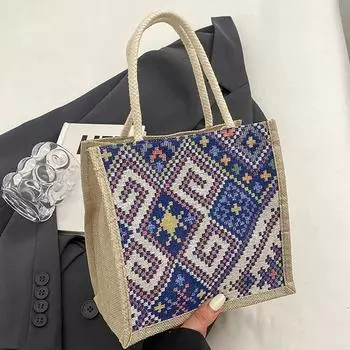 Вышитая этническая сумка из холста, экологичная сумка для продуктов, женская сумочка с ручкой, повседневная сумка на пуговицах и молнии, портативная сумка