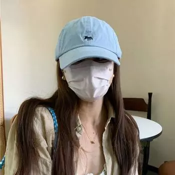 Вышитая бейсбольная кепка Little Fox, унисекс, широкополая, с изображением лица, шляпа Little Duck Tongue, дорожная кепка с козырьком от солнца