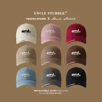 Вышитая бейсболка бренда Tide, мужская и женская корейская универсальная спортивная шляпа с загнутыми полями, студенческая пара, показывающая лицо, маленькая кепка average size (55-61cm) adjustable абрикосовый