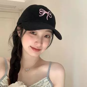 Вышитая бейсболка с бантом, кепка с козырьком, шляпа от солнца, бейсболка с бантом, для улицы темно-синий