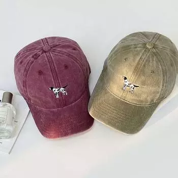 Вышитая бейсболка с изображением щенка Y2k, кепка с козырьком, модная шляпа от солнца для девочек синий