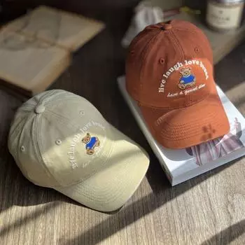 Вышитая бейсболка с вышивкой Little Bear Y2k кепка с козырьком аксессуары для одежды шляпа от солнца спортивная хаки