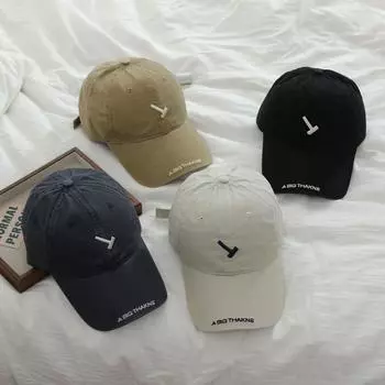 Вышитая буква T для улицы, повседневная мода, универсальная, для улиц и путешествий, новая кепка, бейсболка с широкими полями, шляпа для пары M56-58cm чёрный