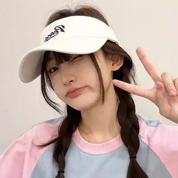 Вышитая буква утиный язычок пустой цилиндр женская 2024 новый летний топлес Adjustable BW-PEACE empty top синий