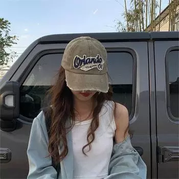 Вышитая корейская шляпа от солнца солнцезащитная кепка бейсболка с надписью женская бейсболка для мужчин серый