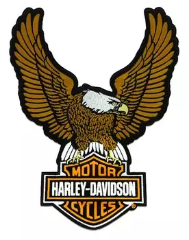 Вышитая коричневая эмблема Eagle Bar Shield x Harley-Davidson 10,25 и пришивная нашивка, коричневая, 7,75 10,25 коричневый