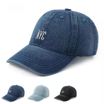 Вышитая ковбойская шляпа с вышивкой, бейсбольная кепка в стиле ретро с язычком утки, старая кепка от солнца, кепка с загнутыми полями M56-58cm светло-синий