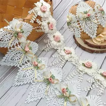 Вышитая кружевная лента с отделкой «сделай сам», ткань с цветком розы, роскошное свадебное платье, швейные аксессуары, 1 ярд 5cm