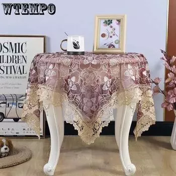 Вышитая кружевная скатерть в европейском стиле, бытовой круглый стол, квадратная скатерть, чайная скатерть, прямоугольная скатерть, пасторальный свет, роскошь 40cm*40cm