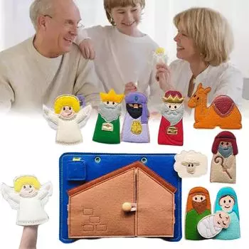 Вышитая кукла «Библейский рождественский вертеп», полный комплект кукол ручной работы, кукла с рождественской историей One Size