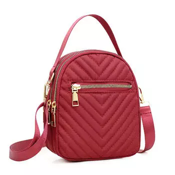 Вышитая маленькая сумка кроссбоди для мобильного телефона для женщин, повседневная кожаная сумка через плечо с несколькими молниями, дорожный рюкзак для дня One Size