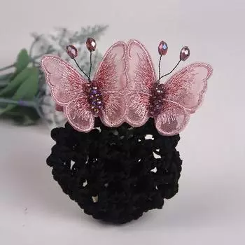 Вышитая медсестра бабочка хвостик заколка заколки для волос чехол сетка корейский пучок снуд женские весенние зажимы G