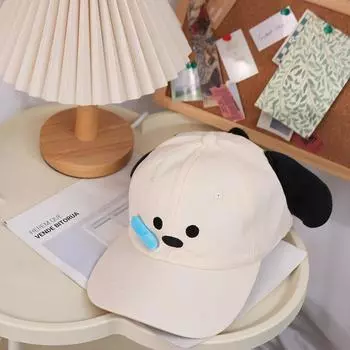 Вышитая мультяшная шляпа от солнца в корейском стиле, кепка с пикой, модная бейсболка для собак, мужская бежевый