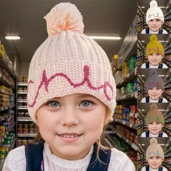 Вышитая на заказ шапка с помпоном и манжетами One Size розовый