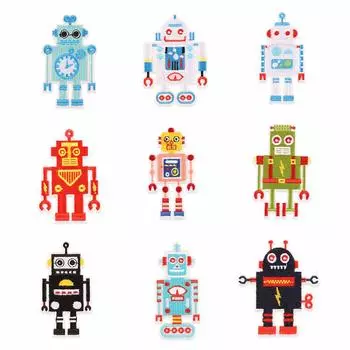 Вышитая нашивка, аппликация, робот, набор из 9 штук, швейный ремонт, сделай сам, шитье, рукоделие, ручная работа, детское украшение, милый прием в детский сад