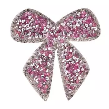 Вышитая нашивка-бант пришивная аппликация для джинсов розовый