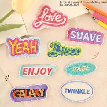 Вышитая нашивка с английскими буквами Duoku Cartoon для одежды своими руками