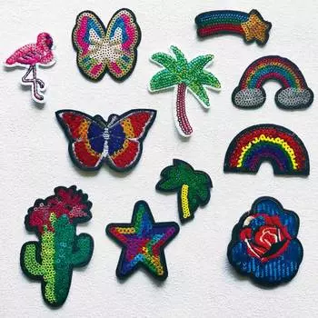 Вышитая нашивка с блестками, нашивка в виде птицы и бабочки для одежды, наклейки Parches Ropa Diy, термопресс, аппликация, наклейка на одежду 4.5x5.2cm