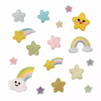 Вышитая нашивка в виде мультяшной радужной звезды для детской одежды