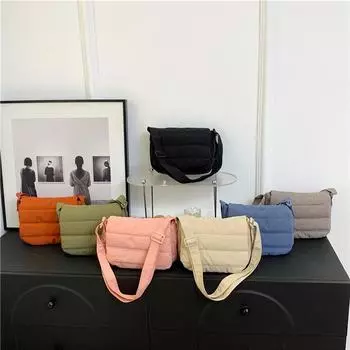 Вышитая нить Ранняя весна Однотонный Маленький Свежий Нежный Ленивый Ветер Простая Уменьшающая Возраст Сумка Через Плечо Маленькая Квадратная Сумка Для Девочек оранжевый