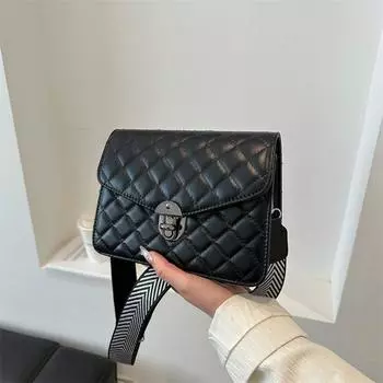 Вышитая нитью женская сумка модная маленькая квадратная сумка текстура ПУ сумка через плечо ниша поворотный замок сумка-мессенджер коричневый