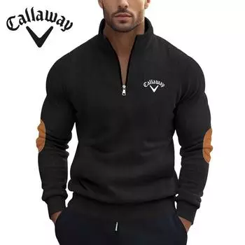 Вышитая осенне-зимняя новинка Callaway, однотонная мужская вельветовая повседневная толстовка с воротником-стойкой и длинными рукавами, в наличии S