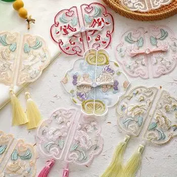 Вышитая пряжка с кисточками, цветок, старинный стиль, ручная работа, вышитая своими руками красный