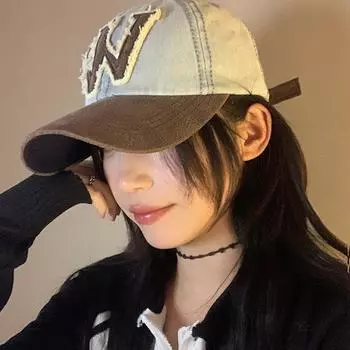 Вышитая ретро кепка W для женщин и мужчин, регулируемая посадка, идеально подходит для весны светло-синий