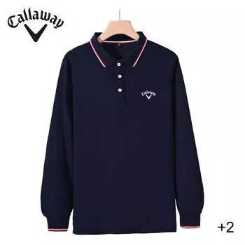 Вышитая рубашка поло Callaway весна-осень, новая коллекция, высокое качество, длинный рукав, деловая, спортивная, для отдыха, поло S белый