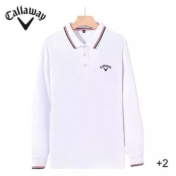 Вышитая рубашка поло Callaway весна-осень, новая коллекция, высокое качество, длинный рукав, деловая, спортивная, для отдыха, поло S белый