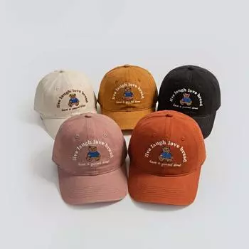 Вышитая шляпа от солнца Y2k кепка с козырьком модная вышитая бейсболка с маленьким медвежонком для девочек белый