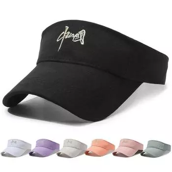 Вышитая солнцезащитная шляпа, летняя шляпа от солнца для мужчин и женщин, спортивный пустой цилиндр для бега белый