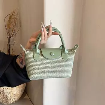 Вышитая соломенная сумка в виде мумии лошади, женская сумка через плечо, сумка-ведро, выпечка