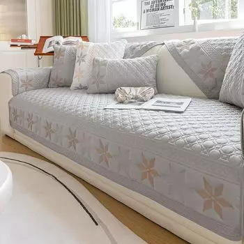 Вышитая стеганая диванная подушка из чистого хлопка, универсальная для всех сезонов, простая тканевая подушка для сиденья, практичное диванное полотенце 70*70cm