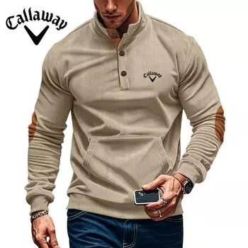 Вышитая толстовка Callaway на осень и зиму, новая мужская вельветовая повседневная толстовка с воротником-стойкой и длинными рукавами с карманами для мужчин S