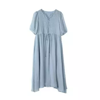 Вышитая юбка феи, тонкое и струящееся платье для женщин на лето S синий