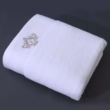 Вышитое банное полотенце Бытовое хлопковое банное полотенце Удобное мягкое банное полотенце 70x140cm белый