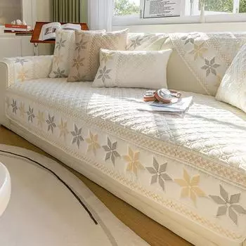 Вышитое диванное полотенце, наволочка, полиэстер, хлопок, подушка для дивана, противоскользящая, износостойкое, с рисунком снежинки, покрывало для дивана, одеяло 70x70