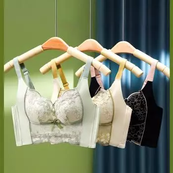 Вышитое длинное нижнее белье без металлического ободка бюстгальтер с полной чашкой бюстгальтер 70B зелёный