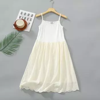 Вышитое летнее платье феи с высокой талией и хлопковой подкладкой One Size